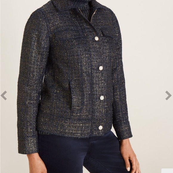 EUC CHICOS Foil Metallic Tweed Jacket size 1 or Medium - Picture 1 of 8